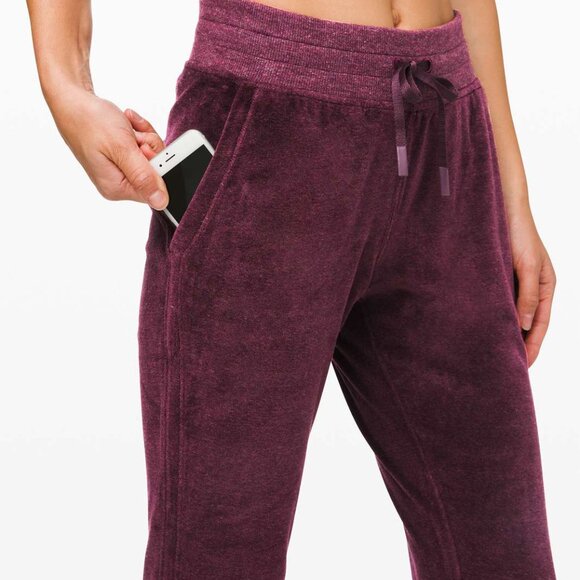 VGUC Lululemon Warm Down Jogger Velour Heathered Artic Plum Size 10 - Picture 6 of 6